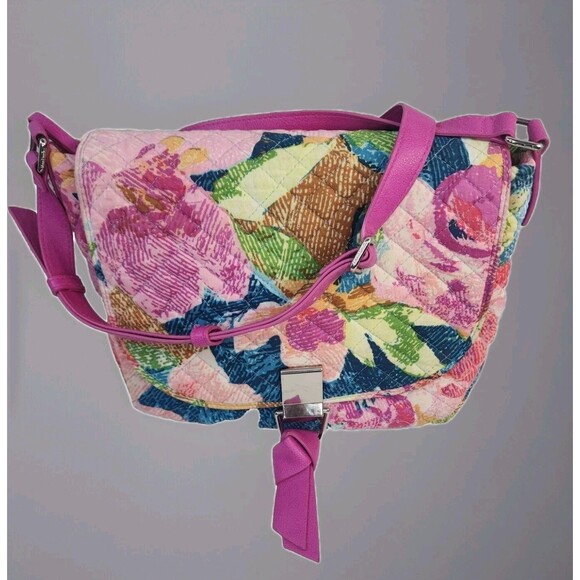 Vera Bradley Handbags - Vera Bradley Pink Crossbody Purse Bag Multicolor Carson Superbloom Pattern RFID